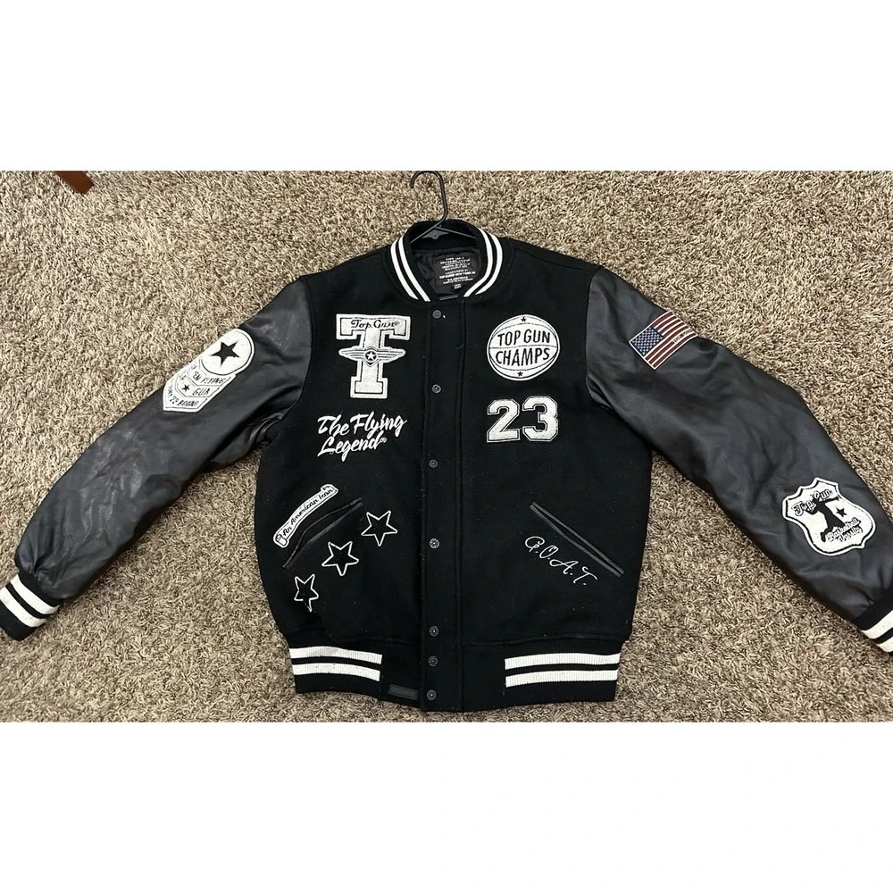 Rare TOP GUN Men's The Flying Legend Black And White Jacket Size US XL